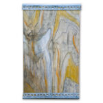 Marbled wood grain panel with metal edges